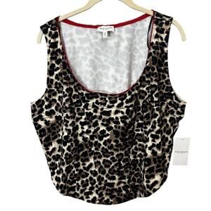 Mixed Threads Leopard Print Tank Top Size 2X Y2K Red Lace Corset Style